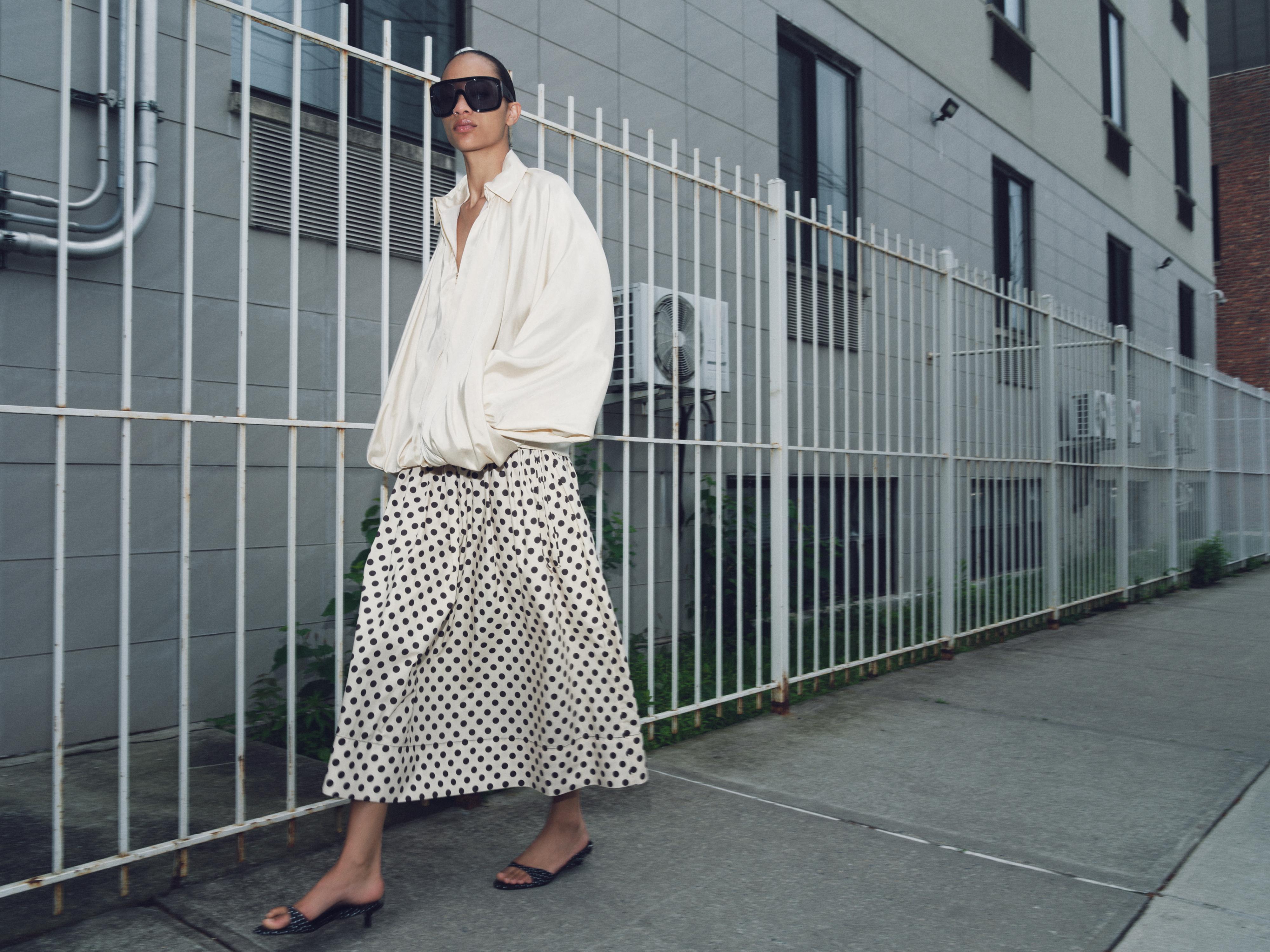 ZW COLLECTION POLKA DOT MIDI SKIRT